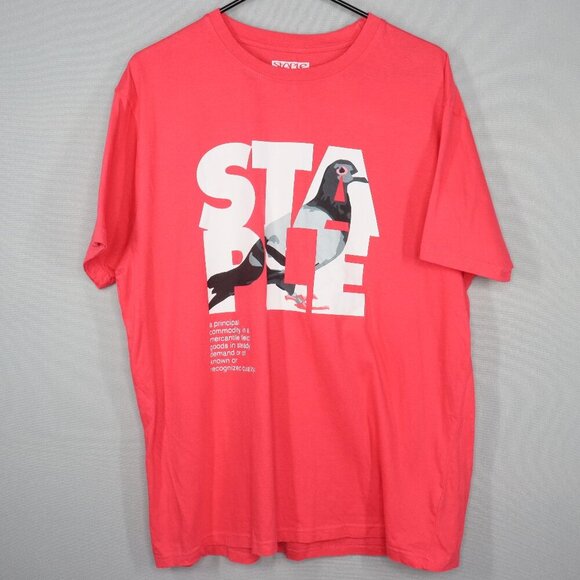 Staple Pigeon Logo Coral Men's Large Crew Neck T-shirt - Picture 1 of 5